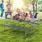 Folding Picnic Table Set with Metal Frame and All-Weather HDPE Tabletop, Umbrella Hole - 72" x 64" x 29" (L x W x H)